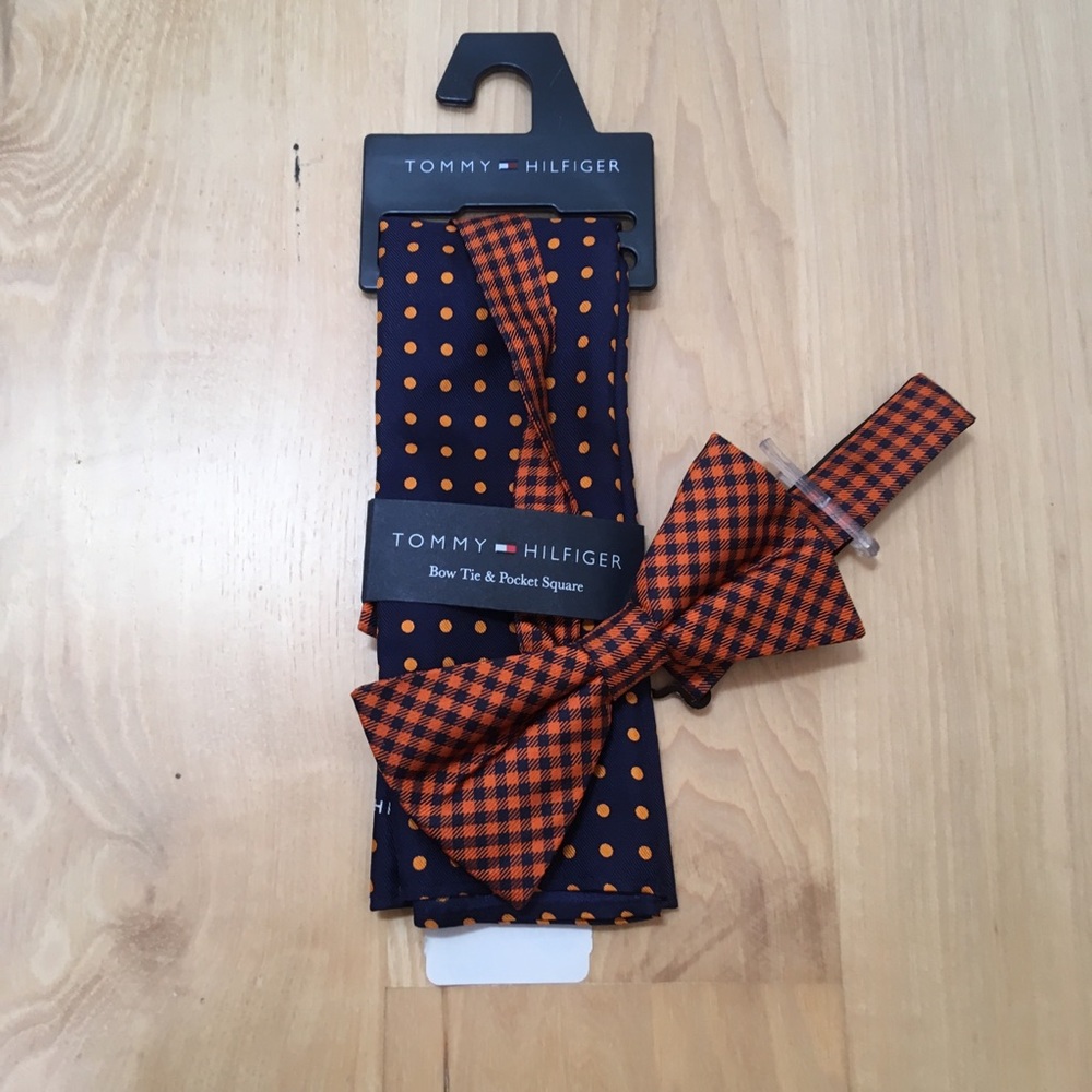 Silk bow tie pocket square set Tommy Hilfiger